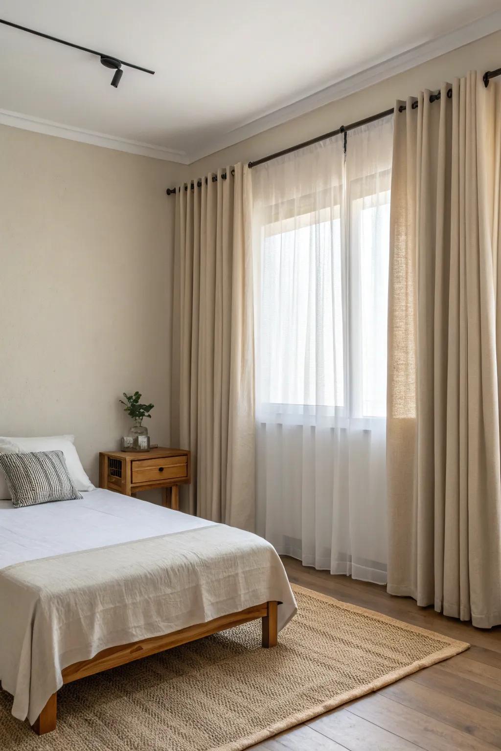 Spring rods provide a refined and subtle choice for suspending curtains.