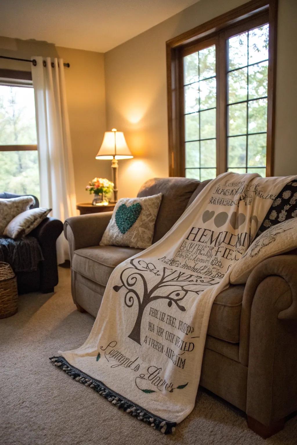 A personalized soft blanket for cozy evenings.
