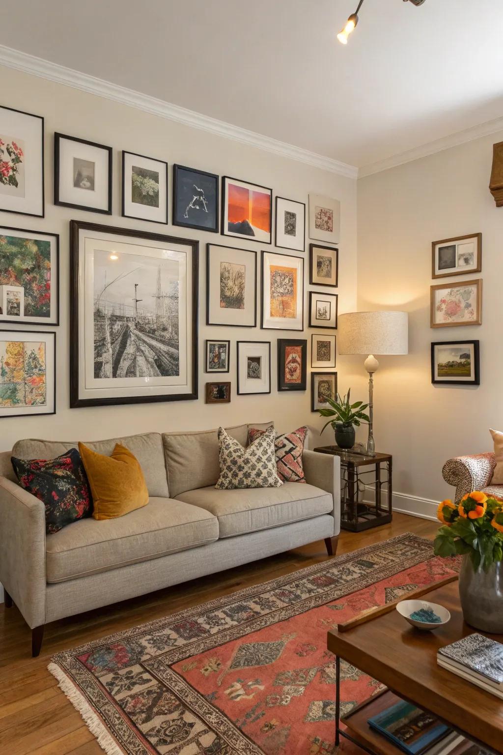 The personalization of your living room through artwork and wall decor.
