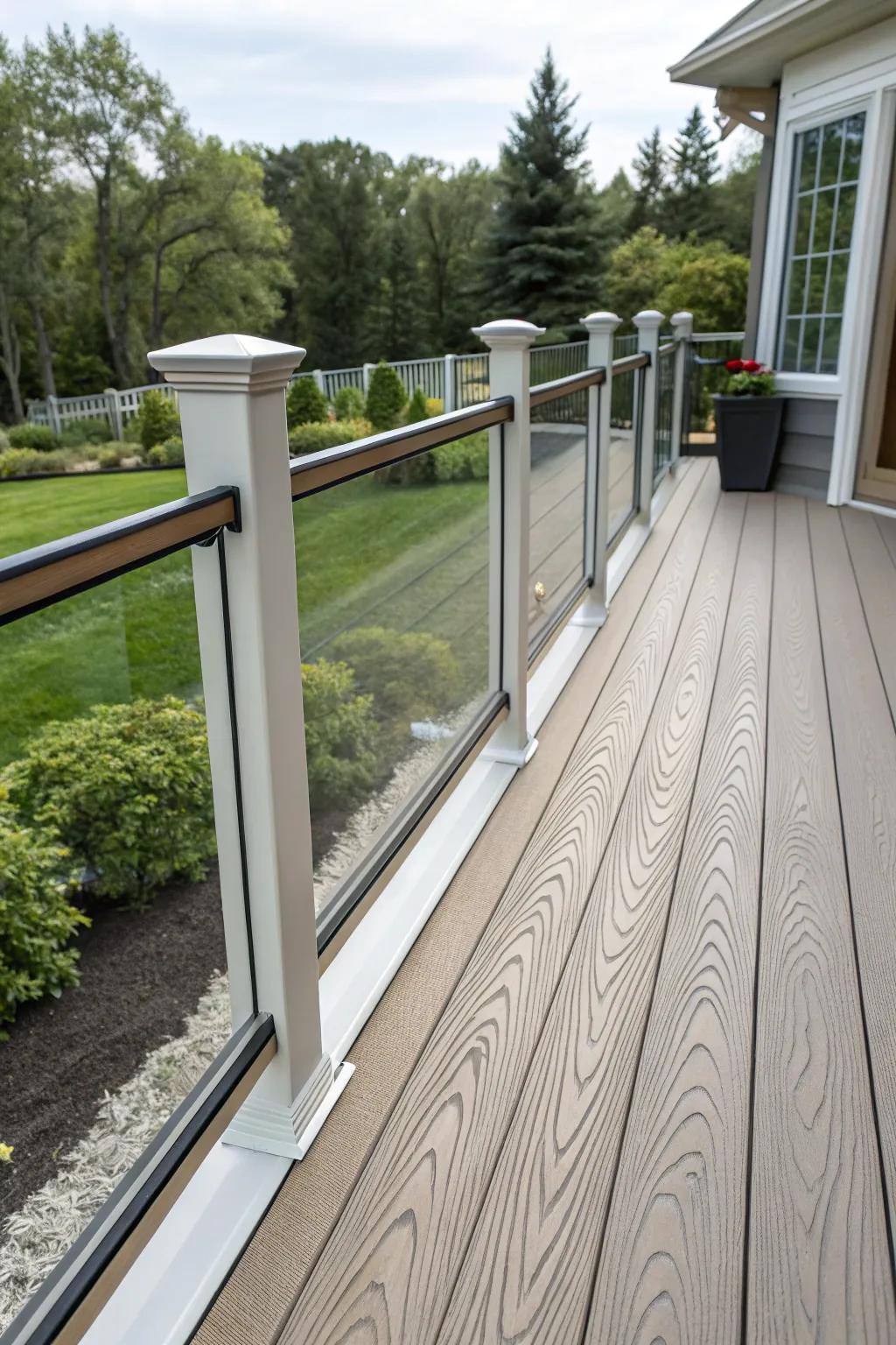 Textured fascia provides a tactile element to your deck's layout.