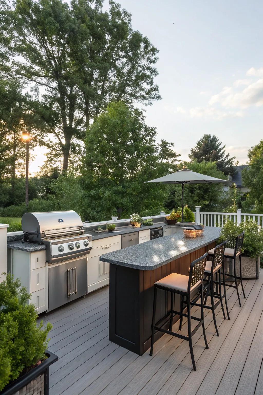 An outdoor kitchen transforms your deck into a culinary center.