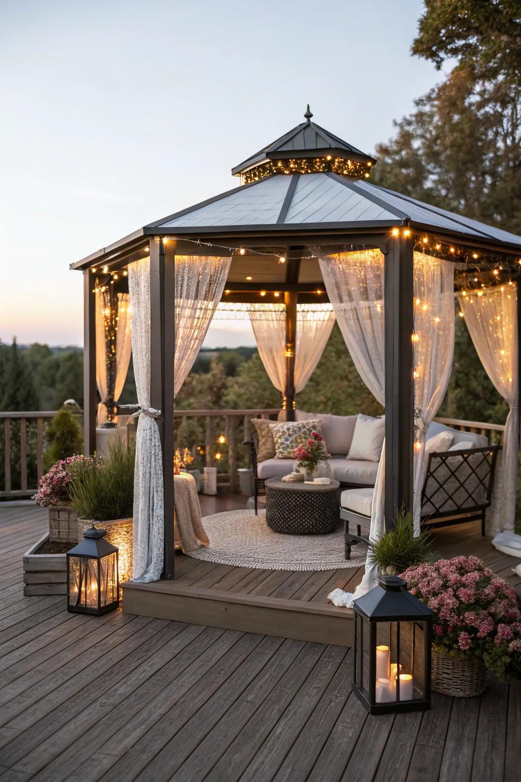 Summerhouses provide shaded sophistication and a perfect spot for relaxation.