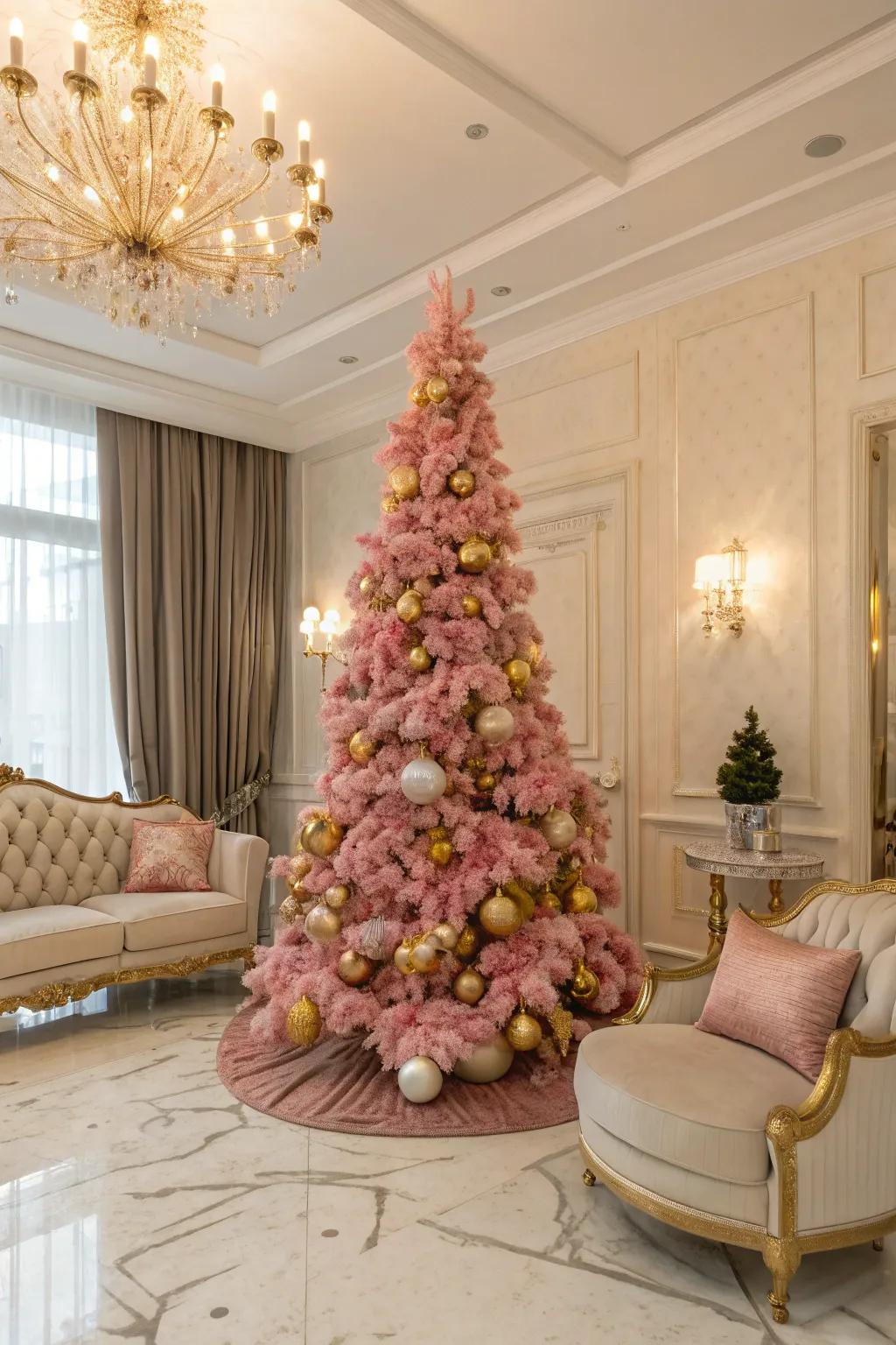 A luxurious combination of gold and pink ornaments.