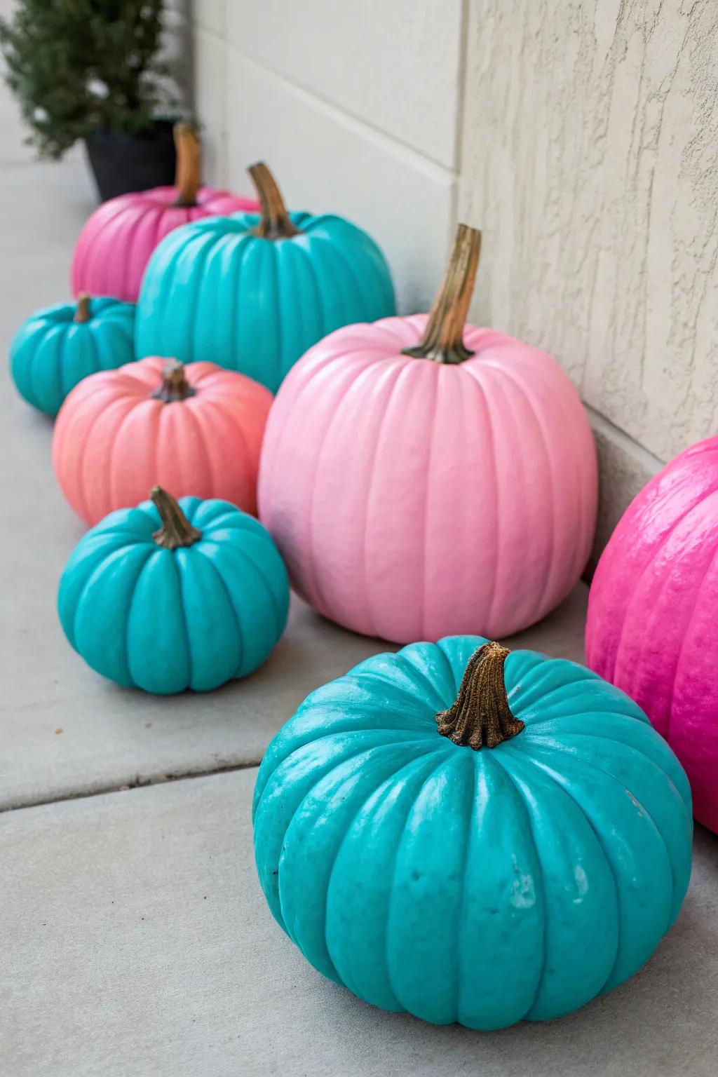 Elevate your decor with an explosion of radiant colors on your pumpkins.