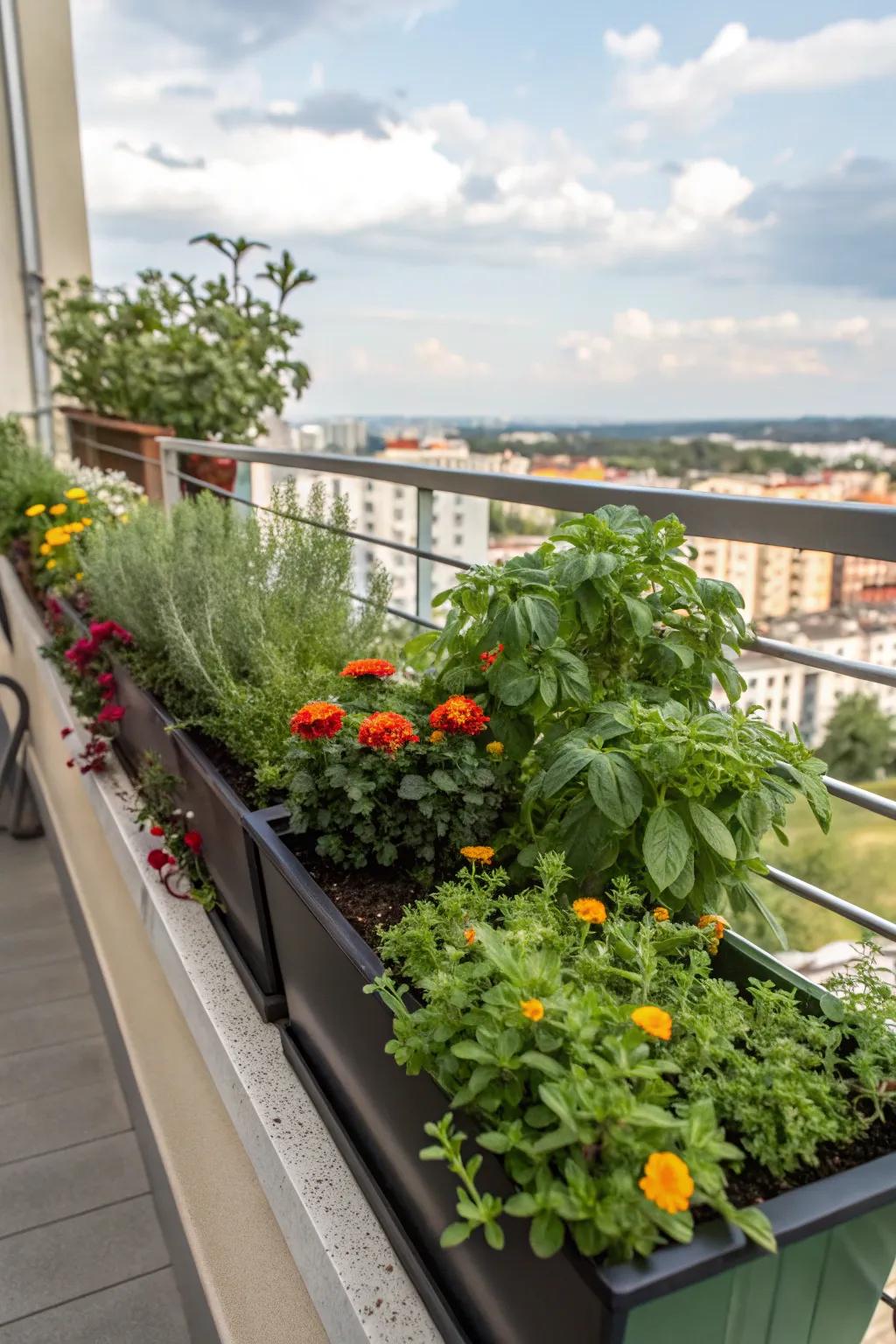 Planter box railings combine beauty with utility.
