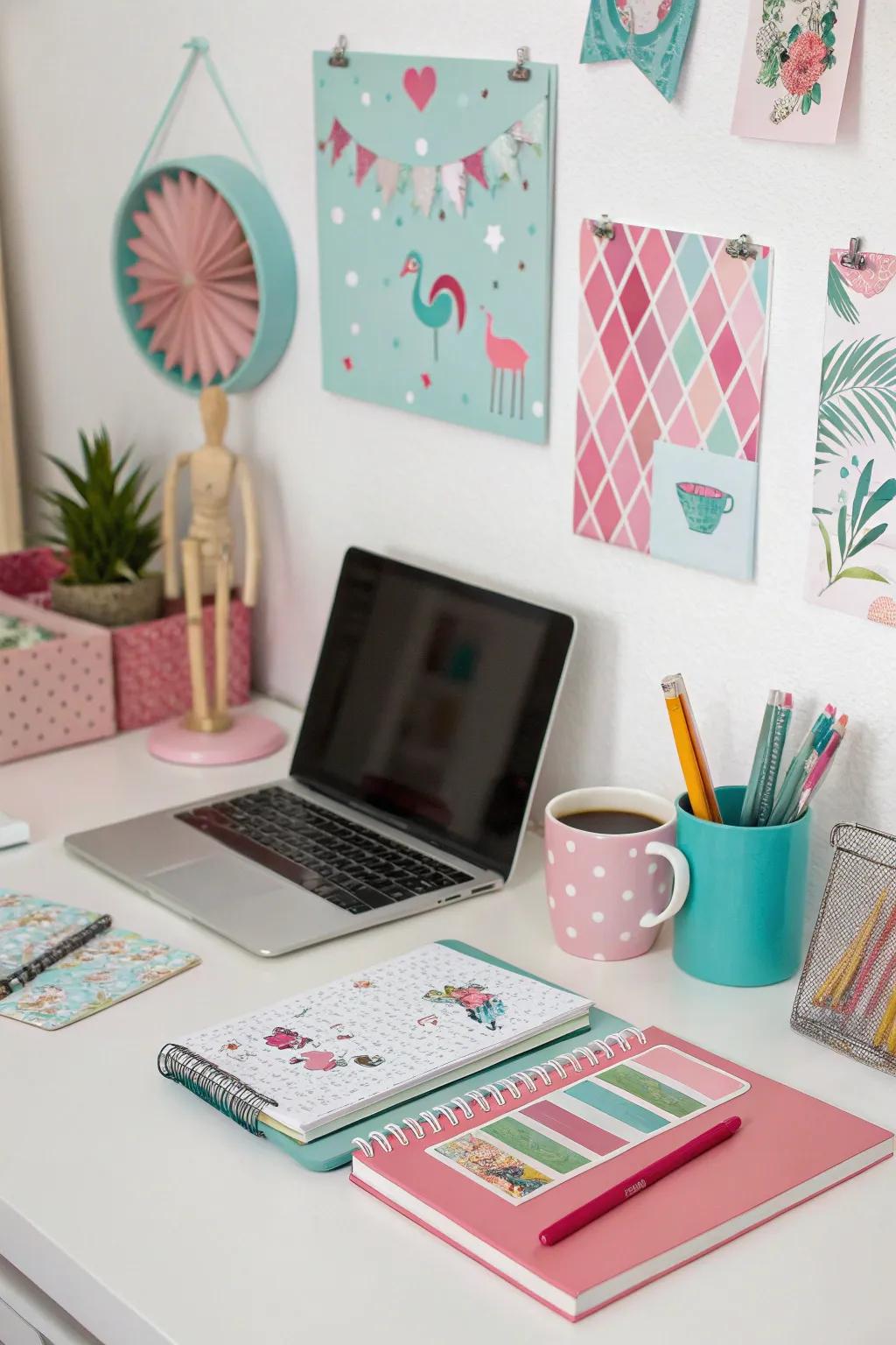 Customize your workspace with styled decor.