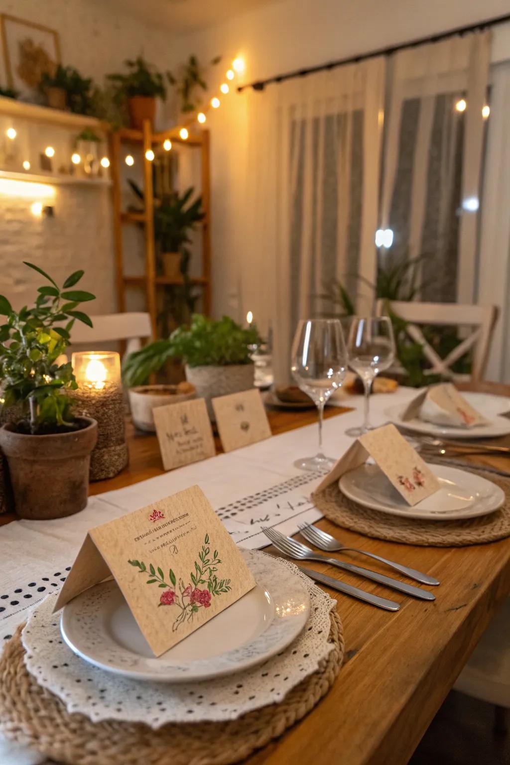 Handmade place cards add a personal touch to your table.