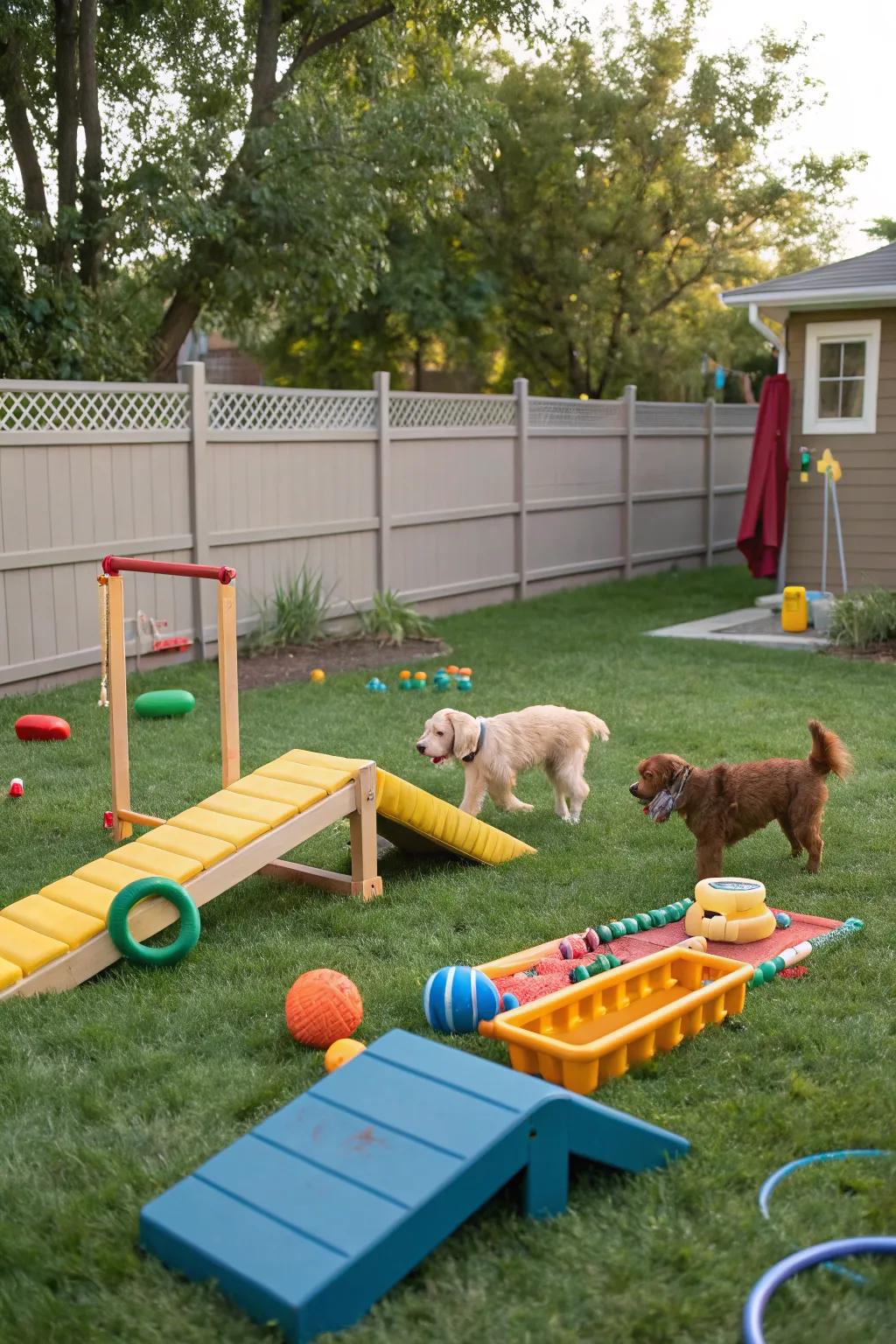 Keep your dog entertained with a homemade play center.
