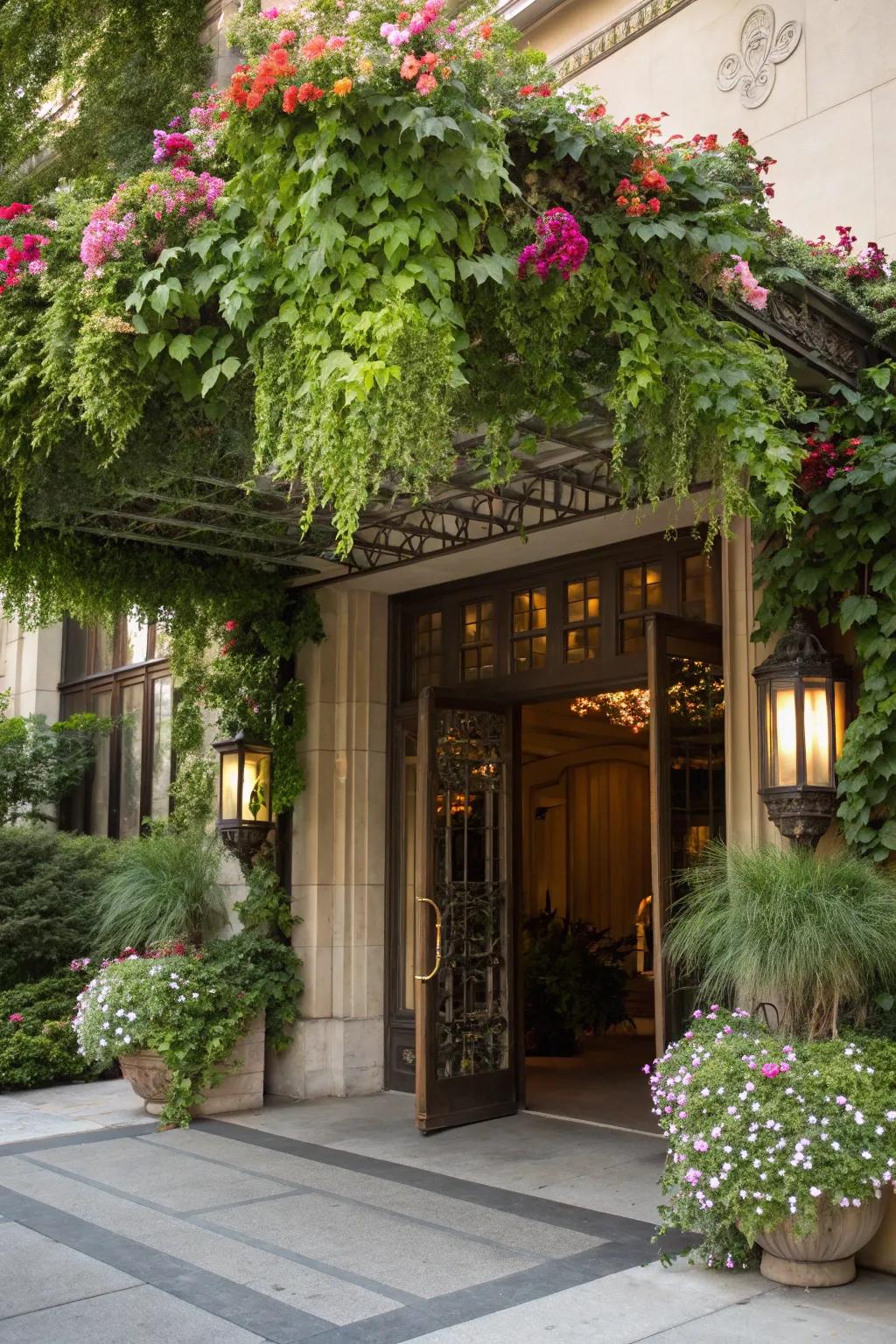 A verdant plant awning, bringing nature to your doorstep.