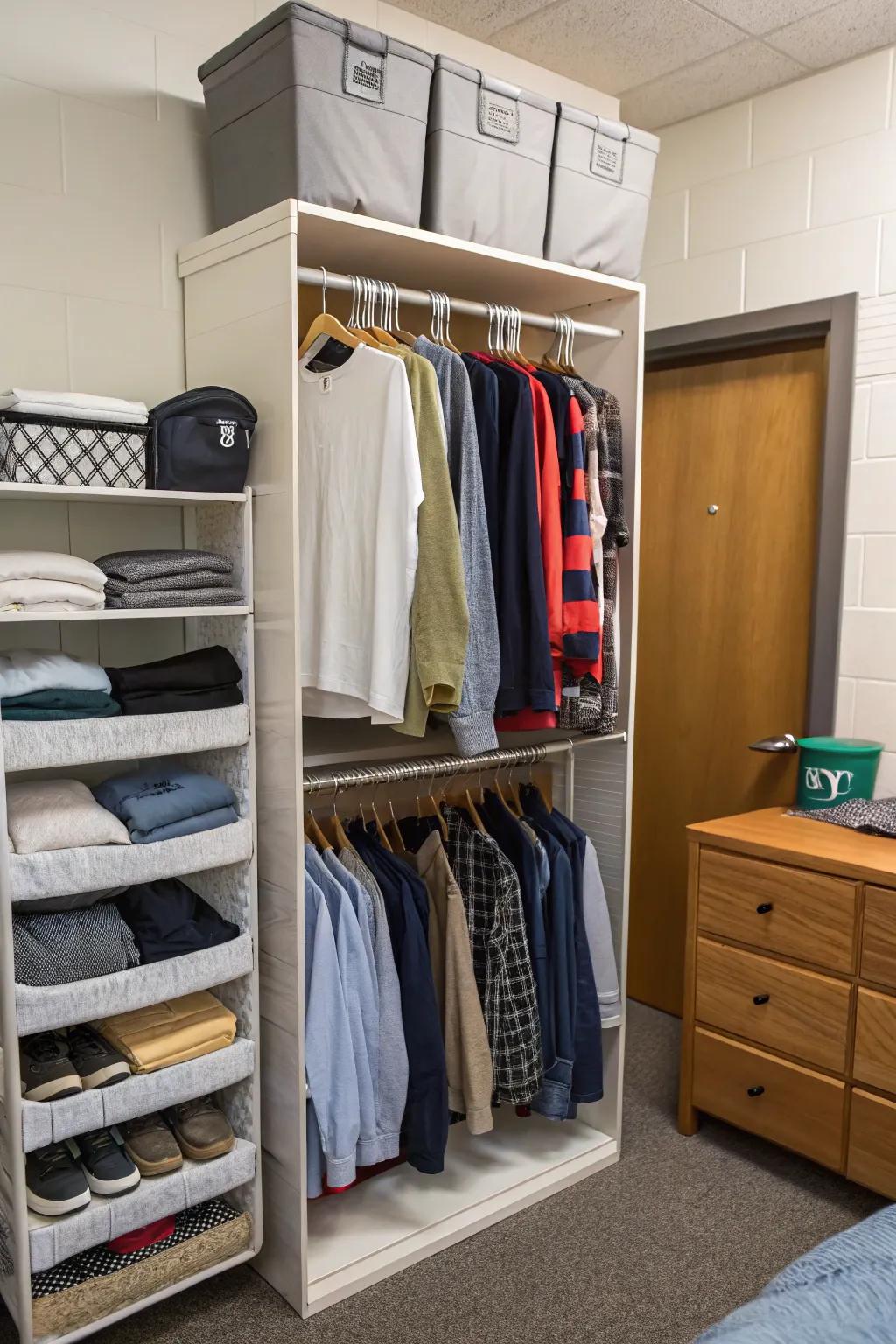 Using clever organization, you can maximize your closet space.