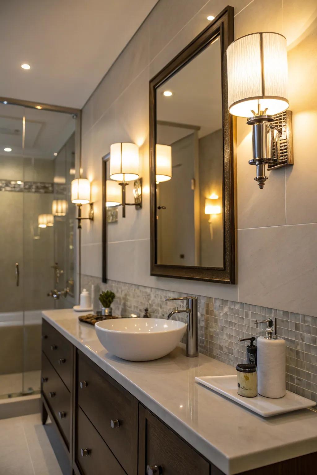 Ambient lighting creates the perfect atmosphere for relaxation.