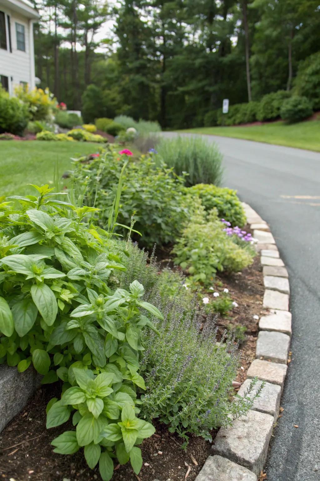A flavorful herb berm blends beauty and practicality.