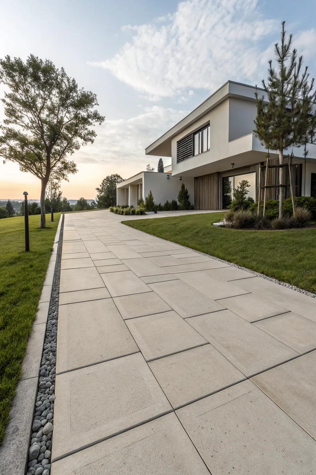 Simple lines offer a sleek and modern driveway aesthetic.