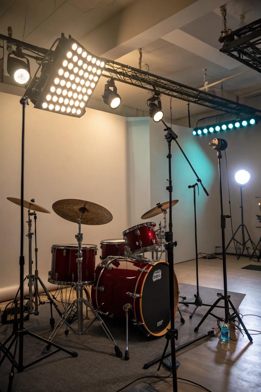 Lighting dramatically influences the mood of your drum room.