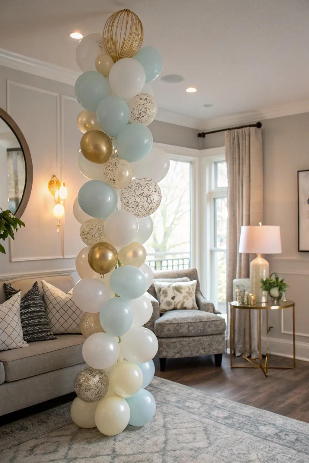 Contribute a spirited element with stylish air-filled sphere arrangements.