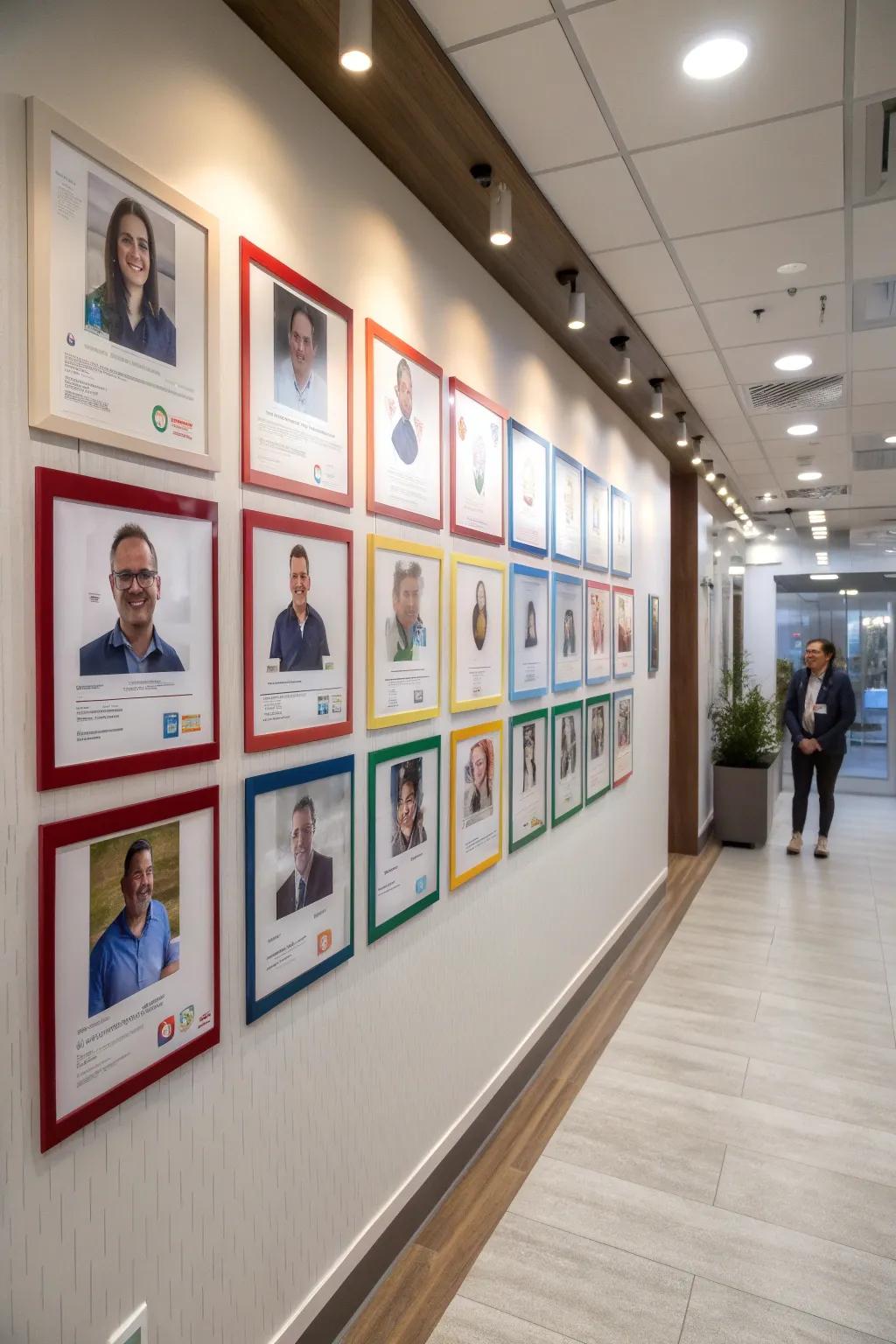 An informational photo display that informs and celebrates the team.