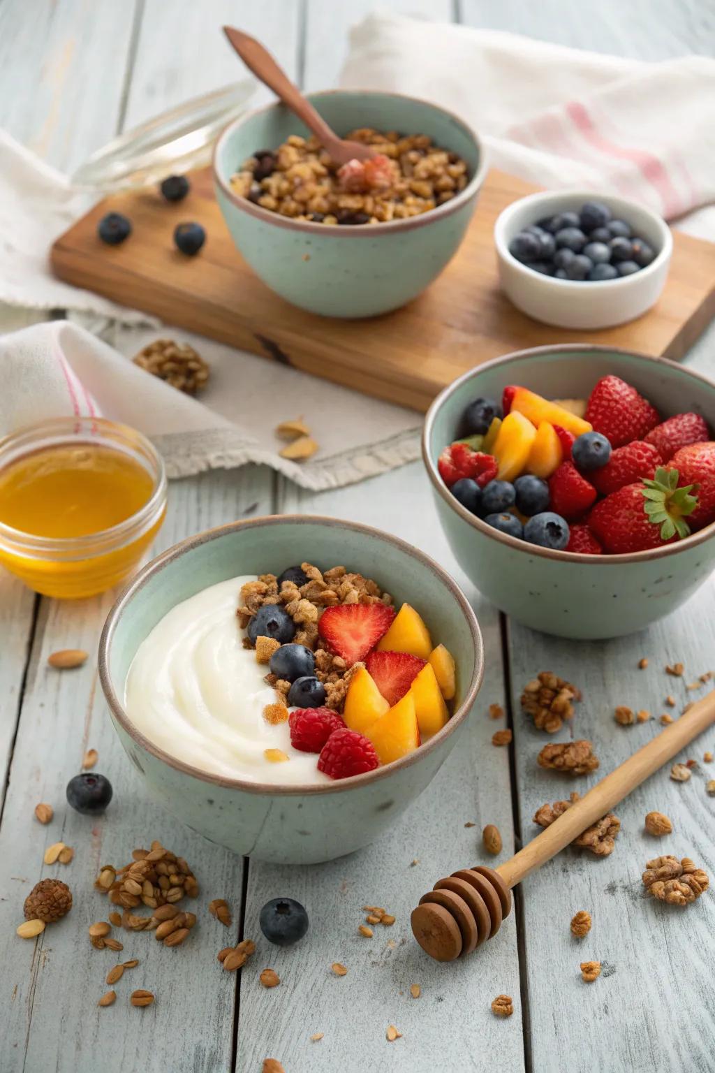 A creative yogurt bar offering a nutritious and interactive brunch experience.