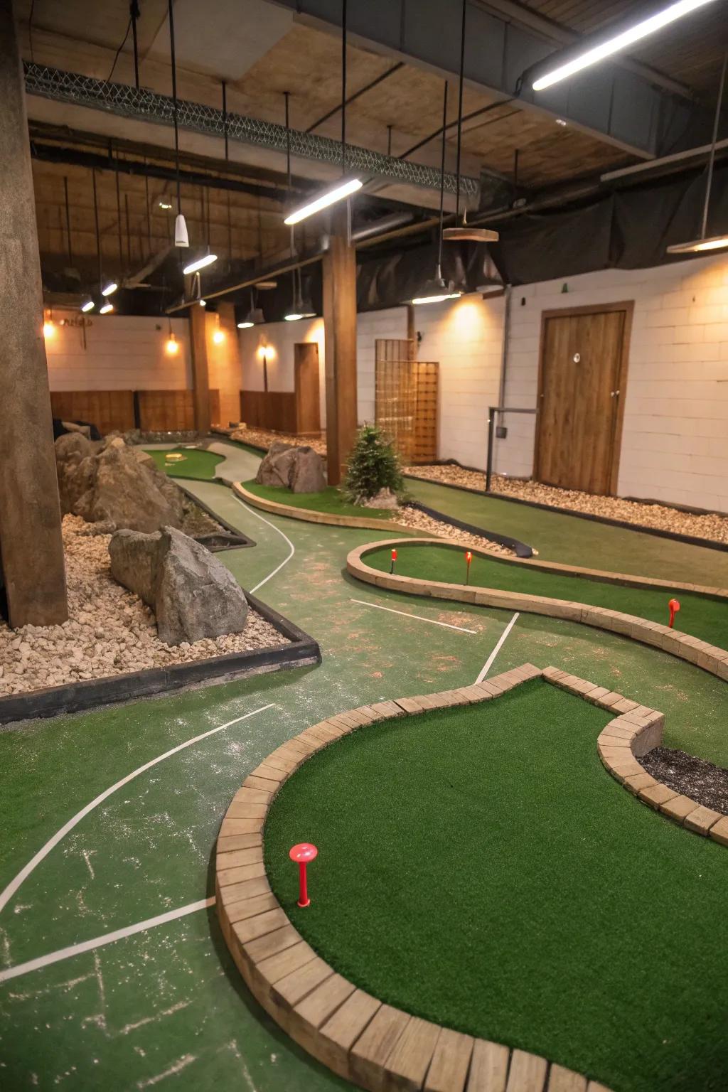 Start your swing indoors with an at-home miniature golf setup.