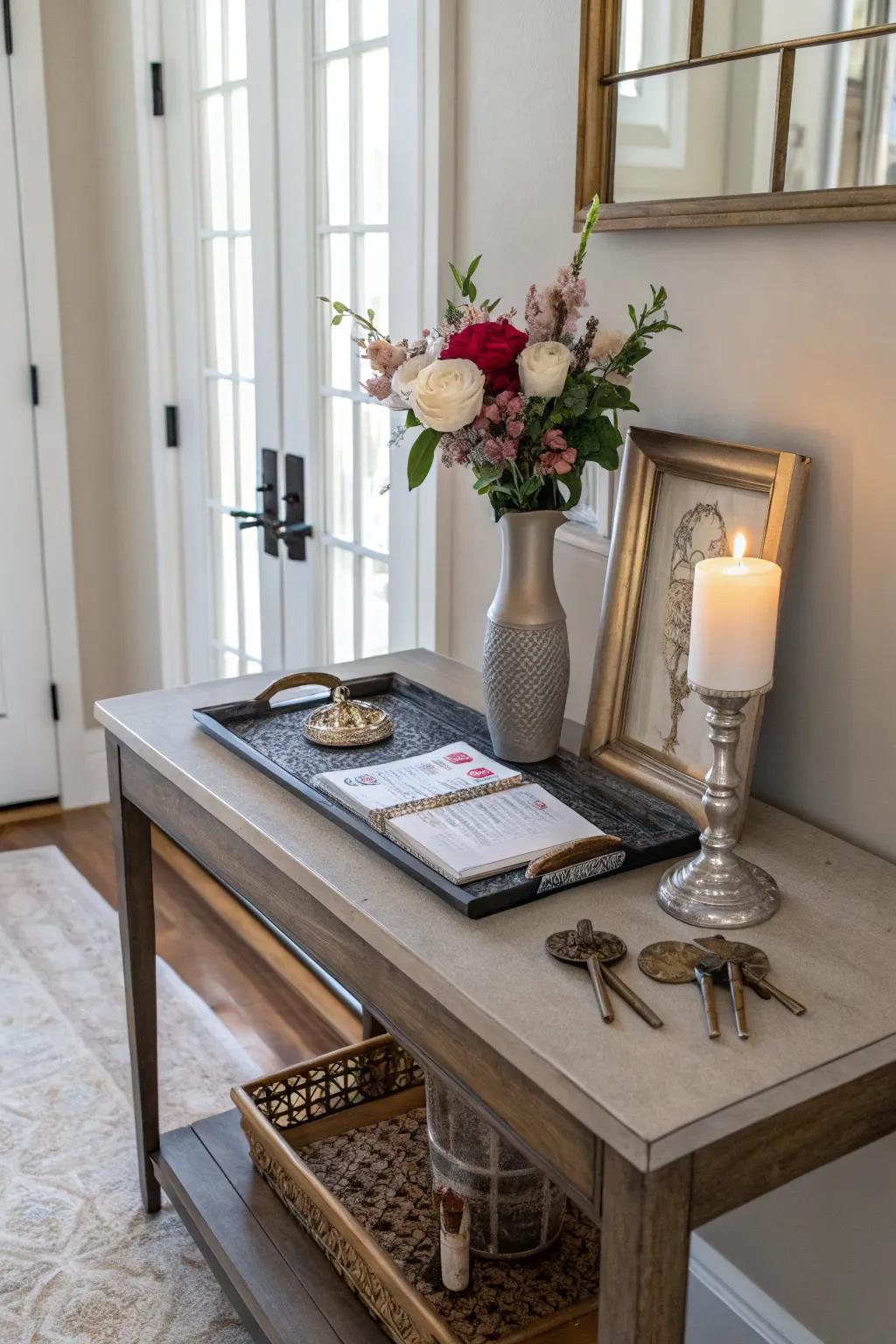 Tables provide a dedicated spot for daily essentials.