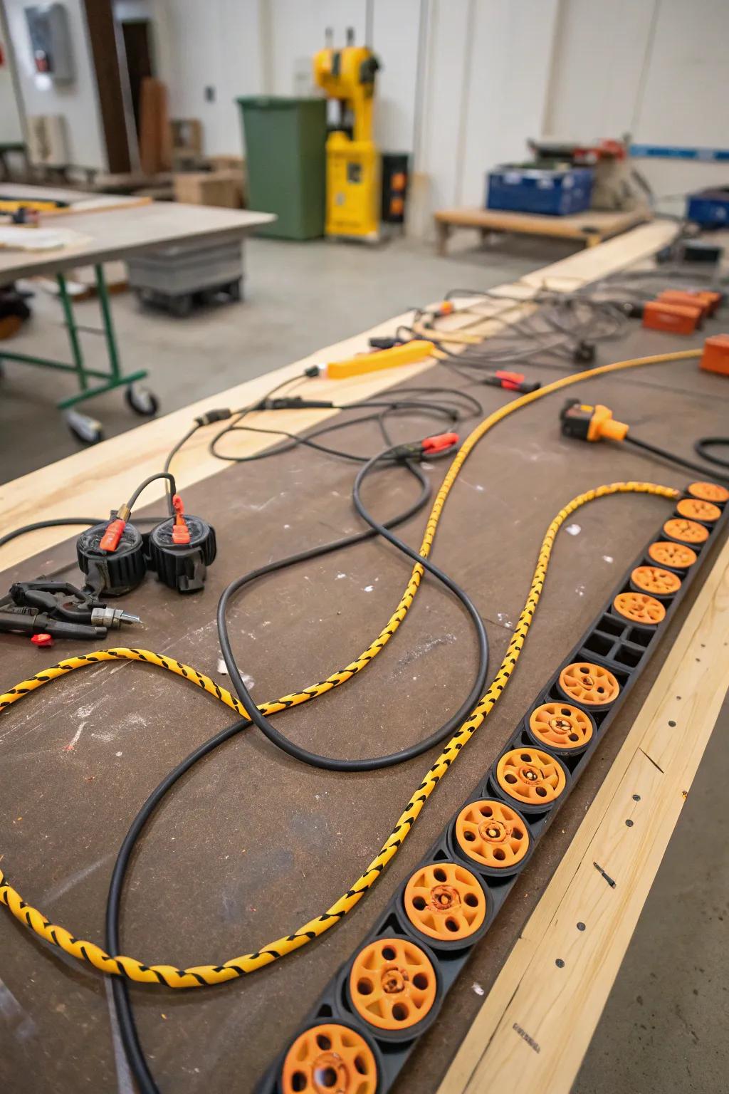 A loop chain keeps cords organized and tangle-free.