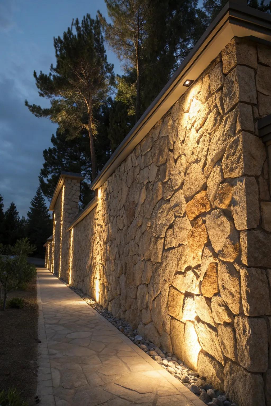 Lighting features create a welcoming atmosphere for your exterior walls.