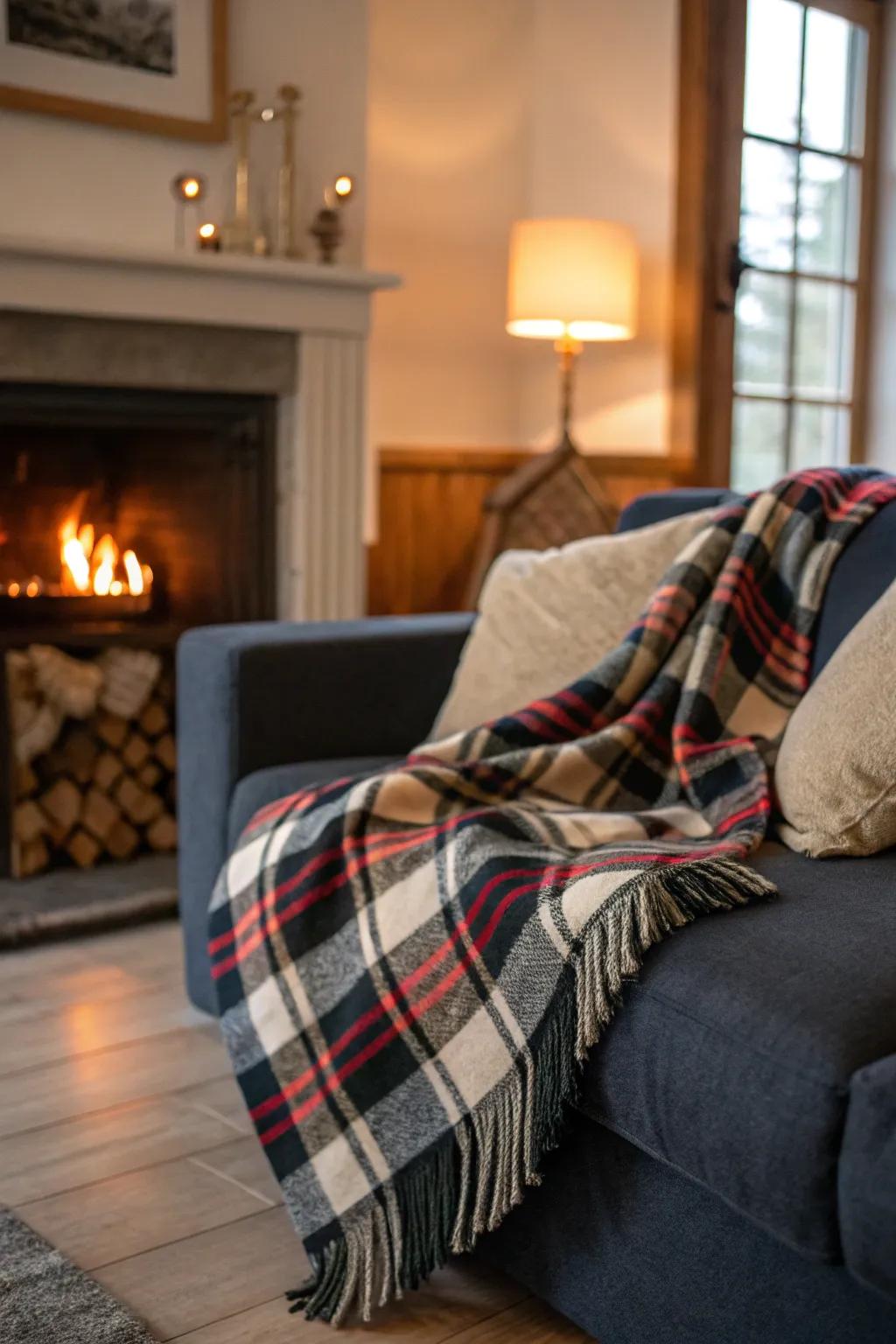 A plaid throw blanket is essential for cozy fall evenings.