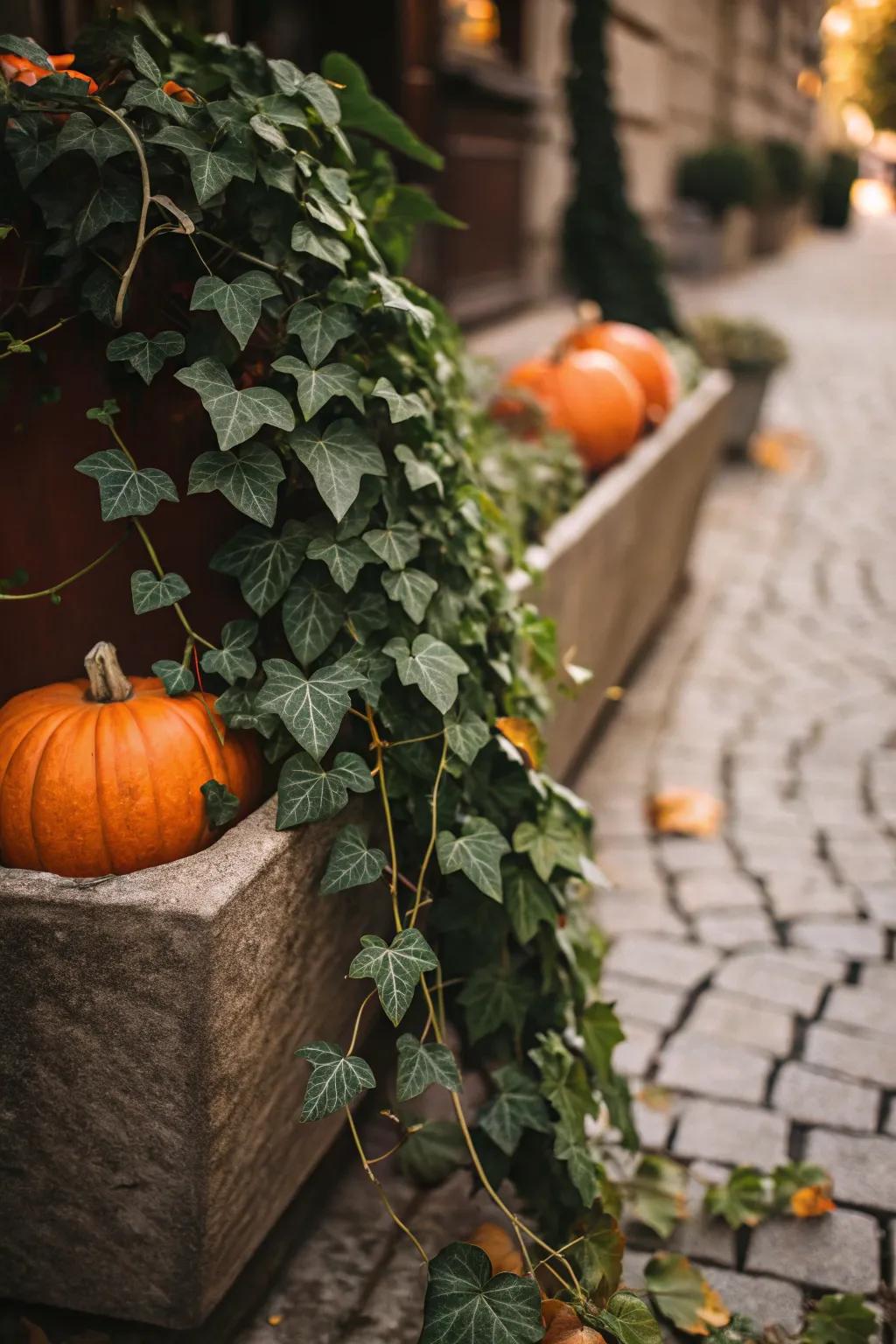 Creeper vines alongside gourds come together for one elegant pattern.