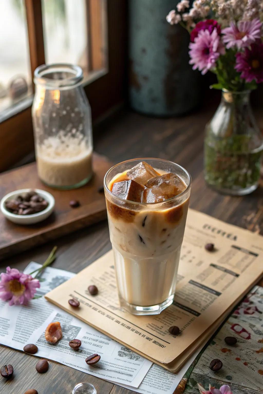 Coffee ice pieces for a potent iced coffee.
