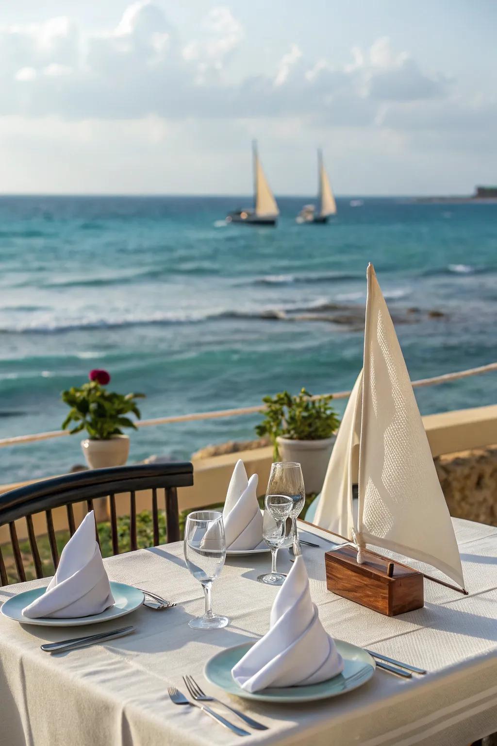 Clipper folds add a nautical touch to your setting.