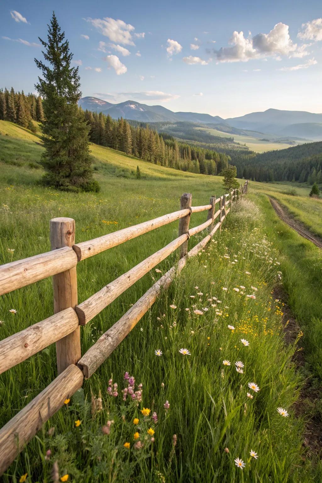 Smooth rail fences place traditional elegance front and center.