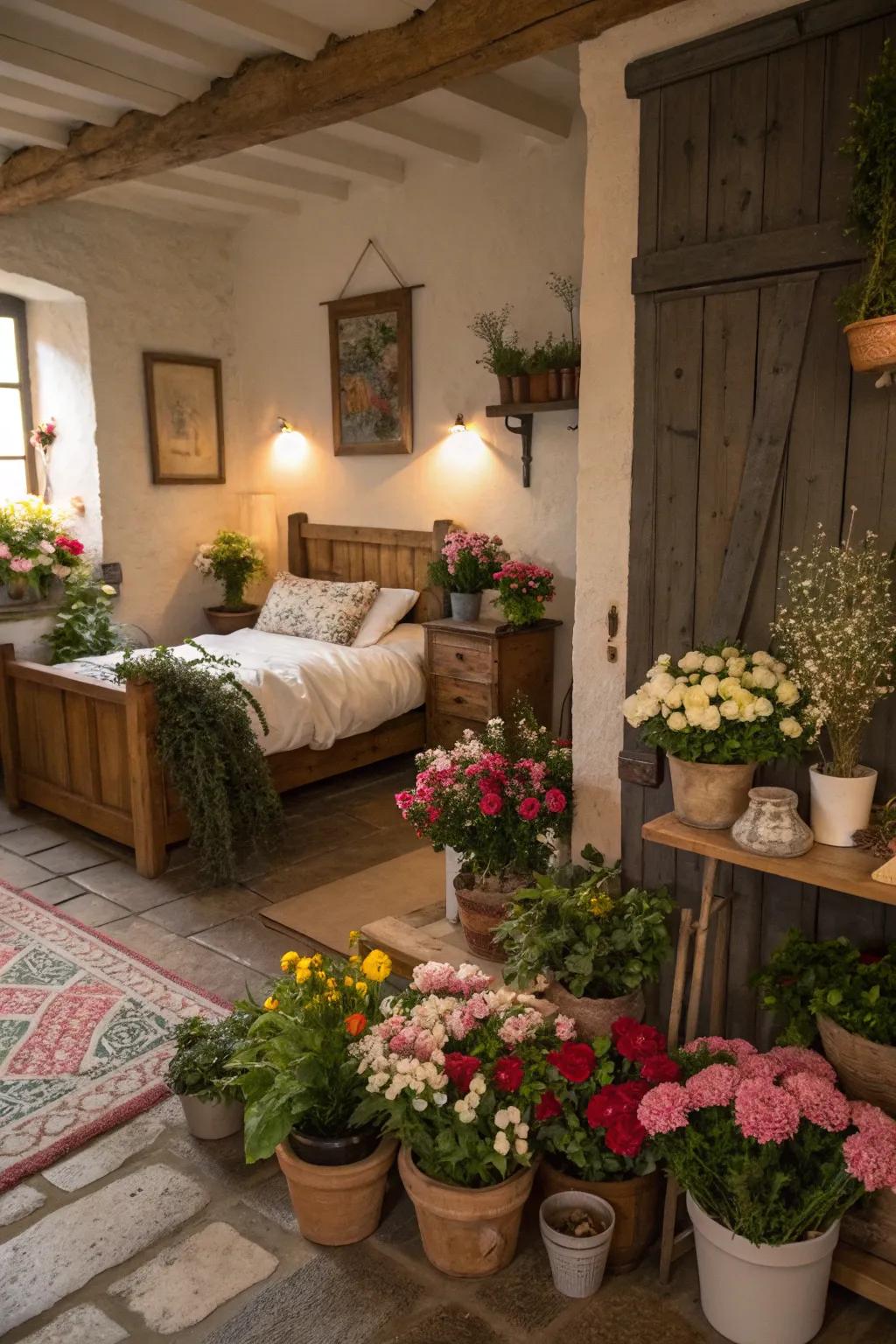 Natural components like plants add freshness and life.