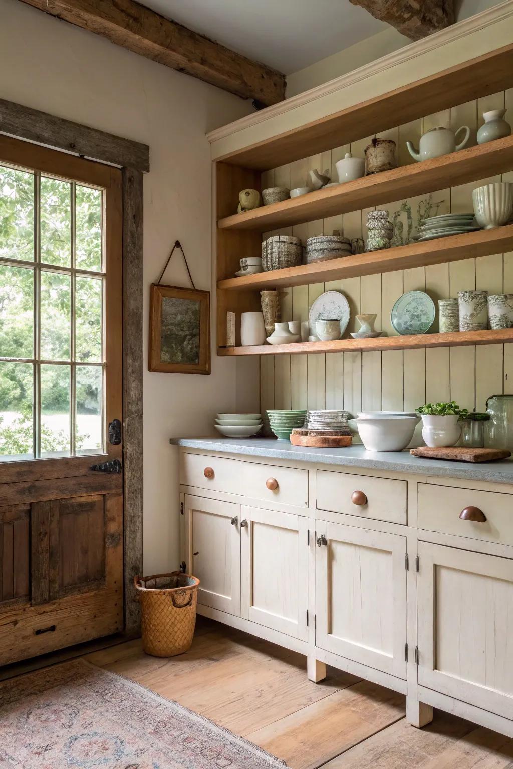 Open racks emphasize your kitchenware while enhancing the farmhouse aesthetic.