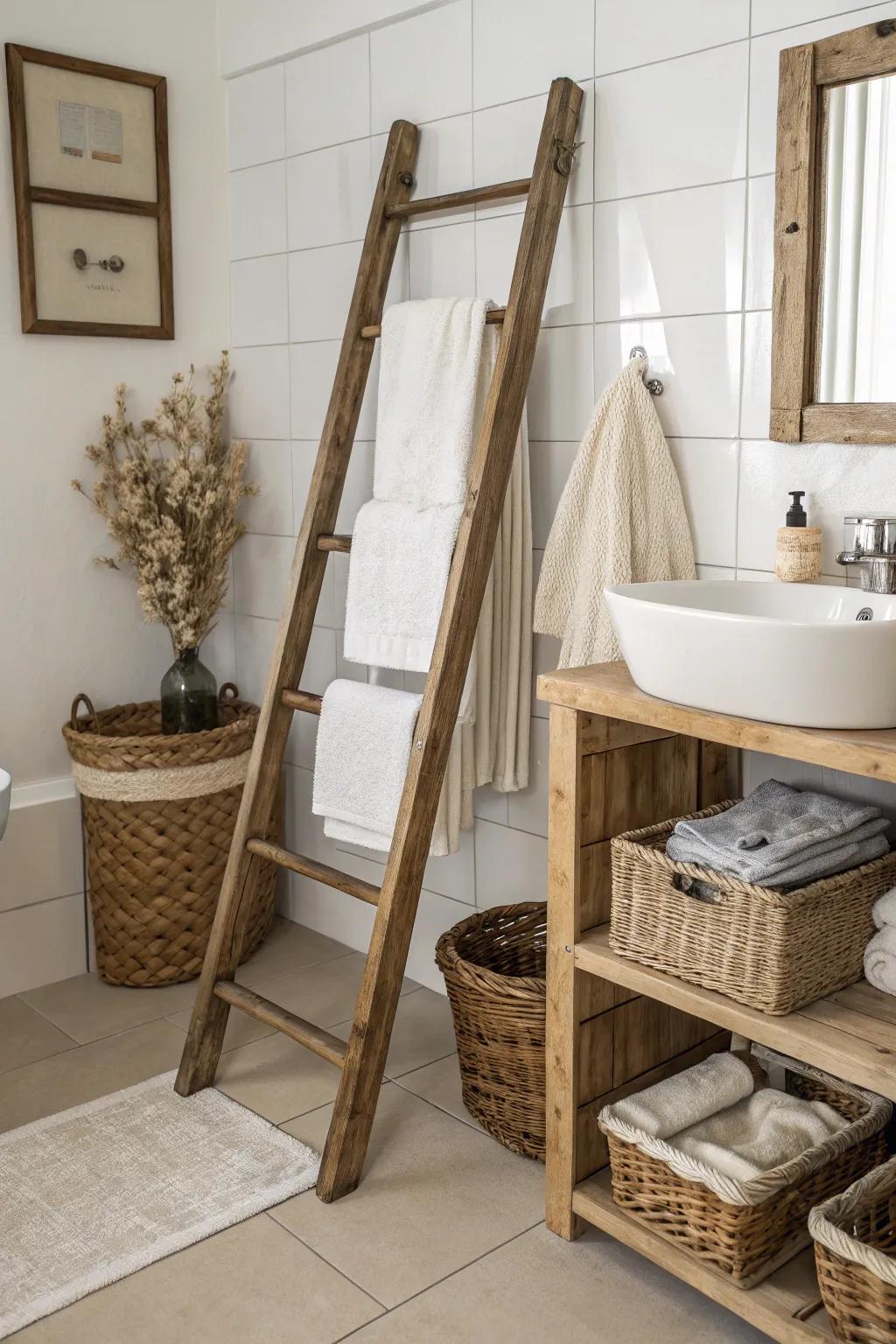 Charming bathroom design featuring a ladder