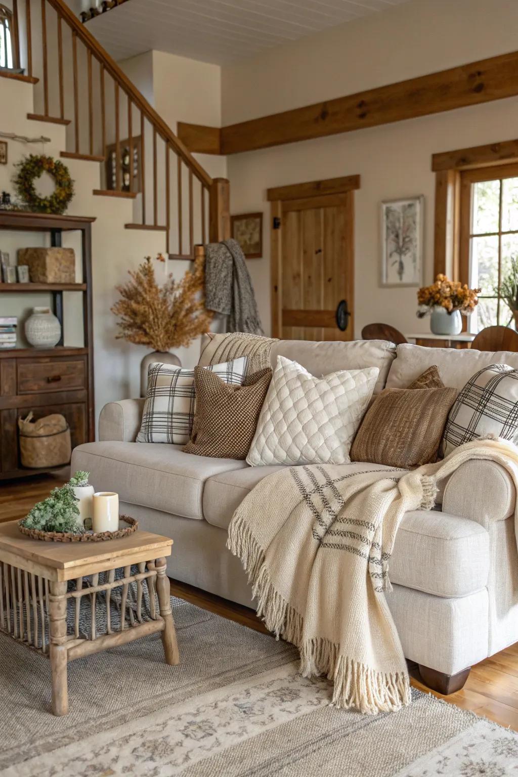 Fabrics include heat and luxury to farmhouse decorations.