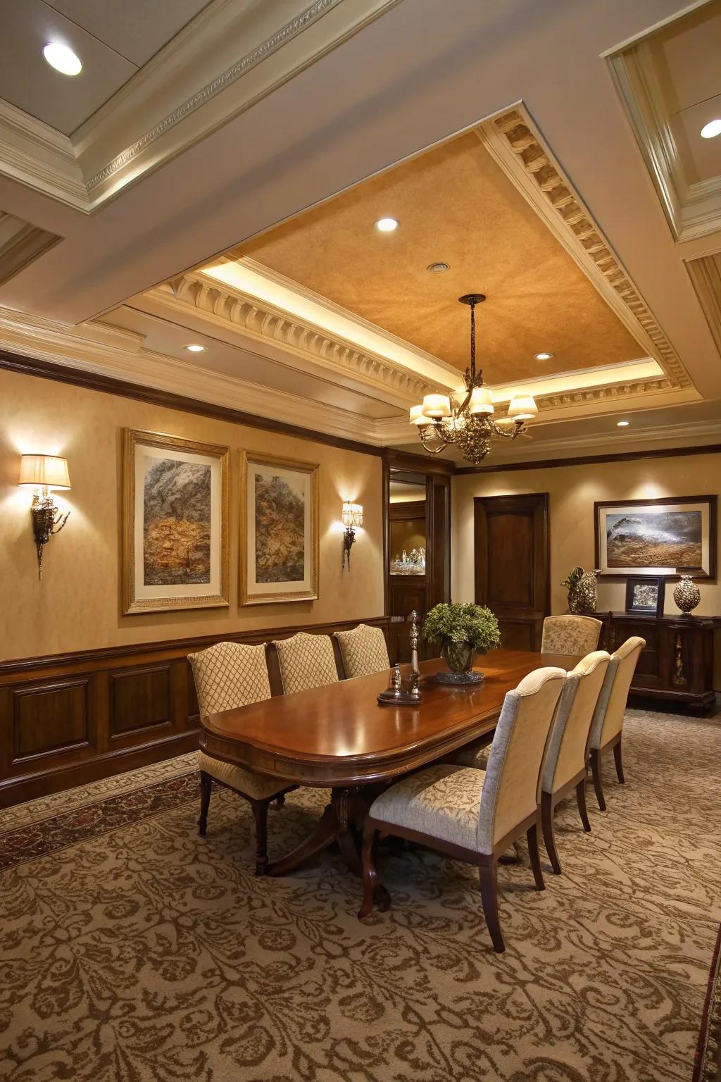 Elevate your overhead space using elegant simulated trim.
