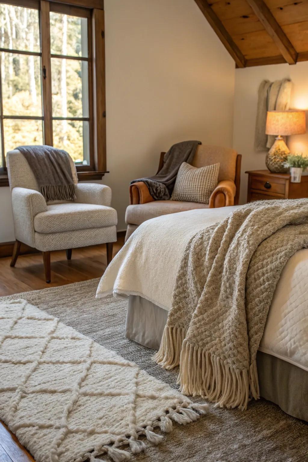 Soft textures bring comfort and coziness within your private sleeping space.