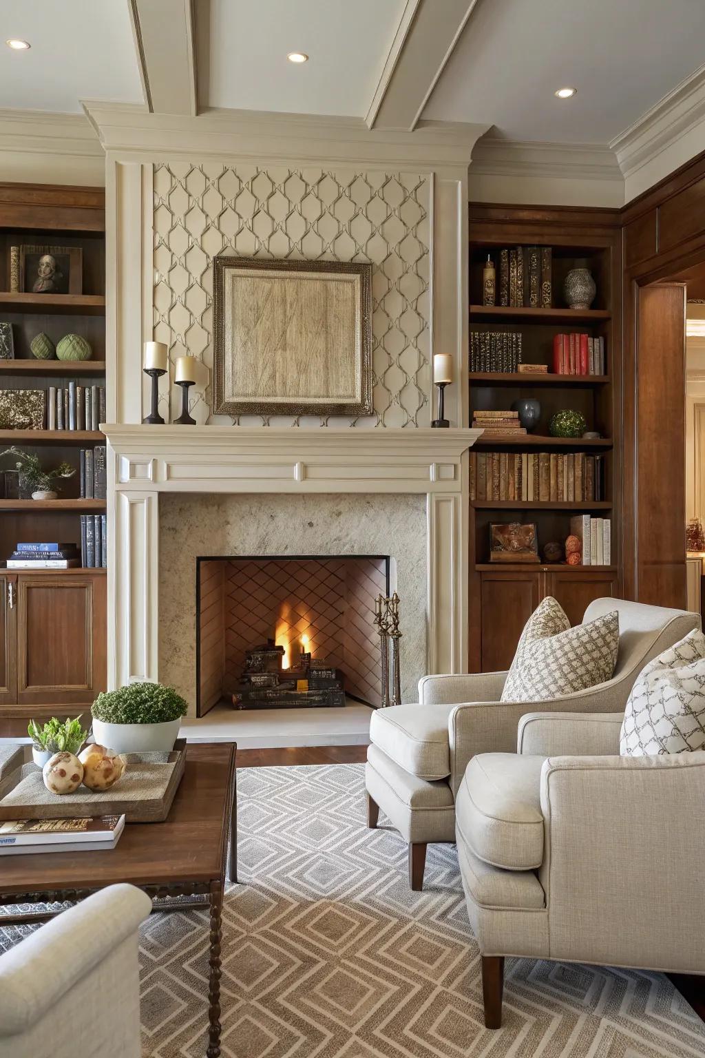 Overlapped trim offers a layered, vibrant visual.
