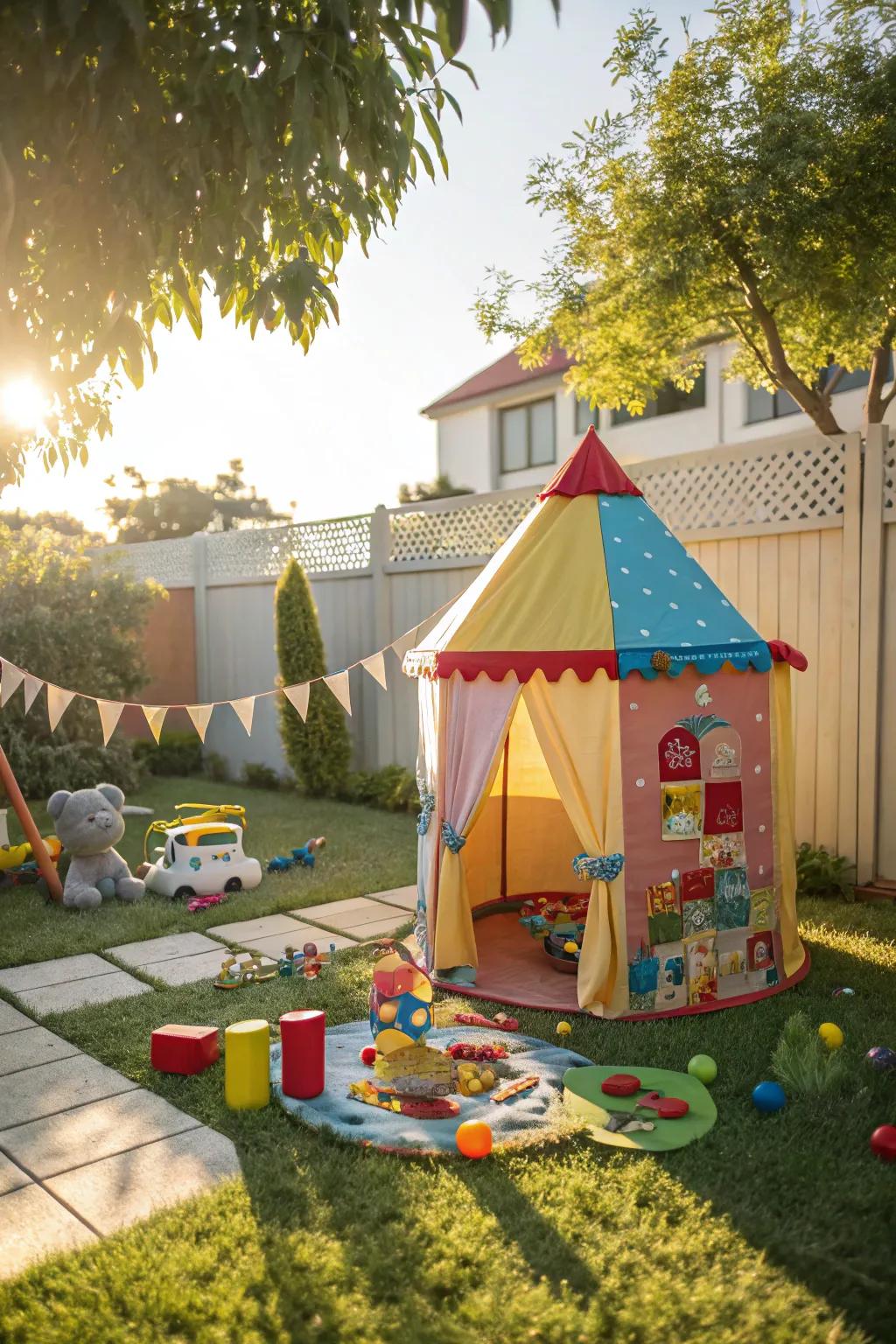 A magical hideaway awaits using this play tent.