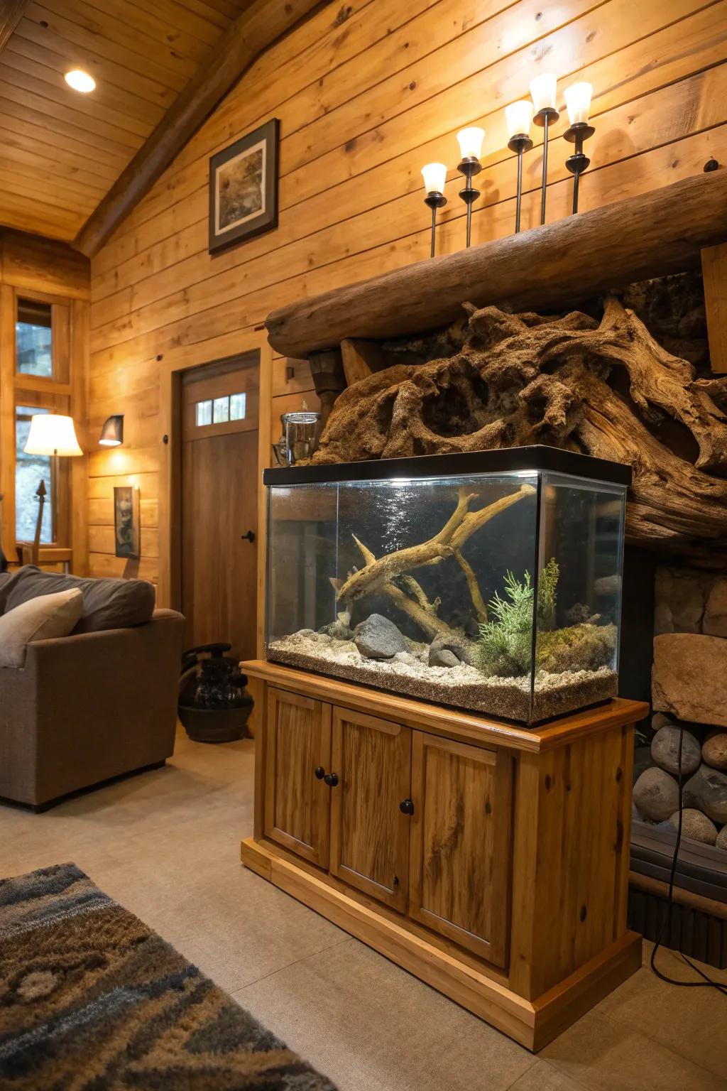 Bring rustic charm through a timber showcase.