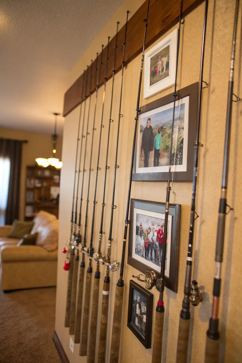 Angling poles as frames yield a personalized, narrative-driven display.