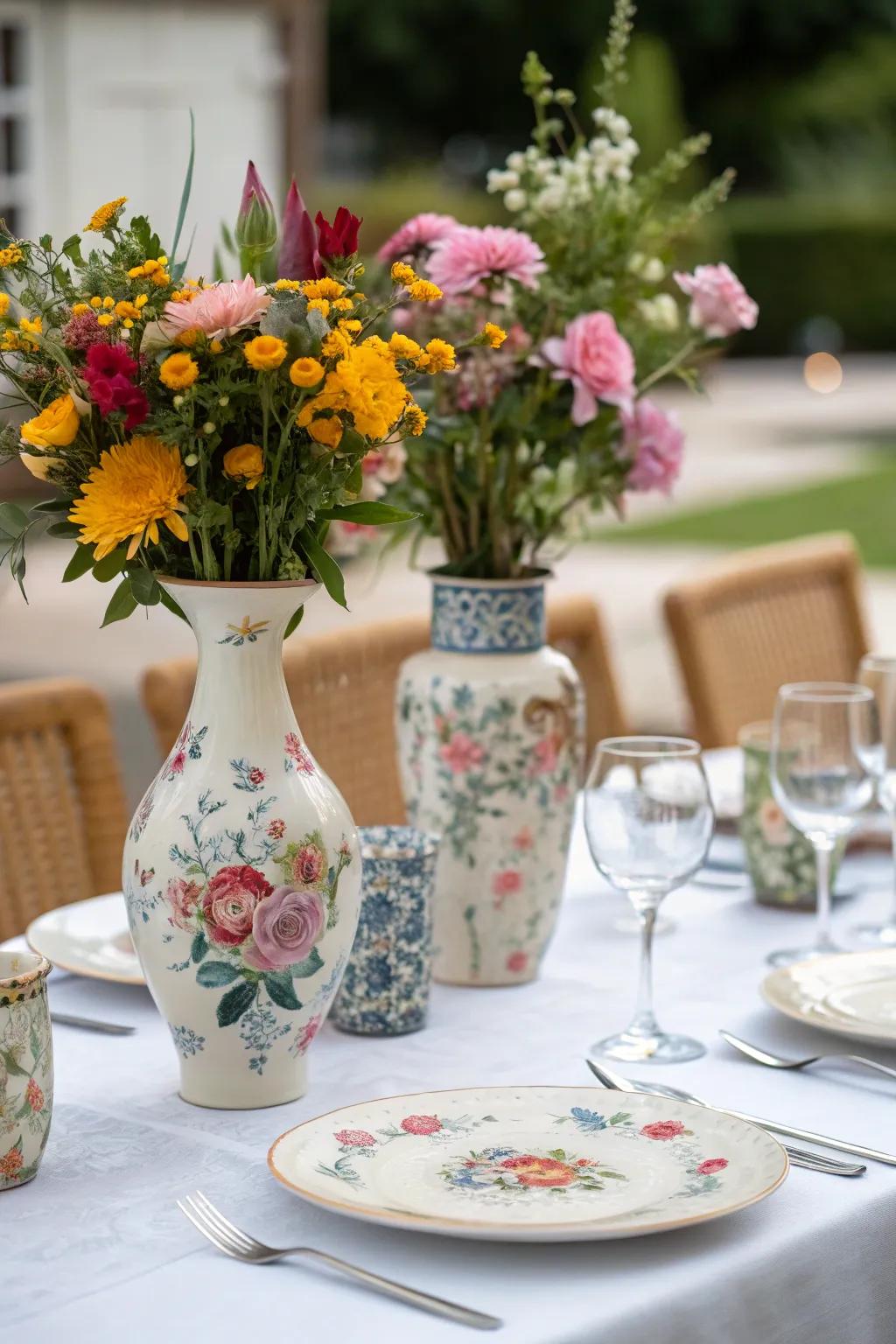 Accessories such as vases and flowers introduce charm and a personal signature.