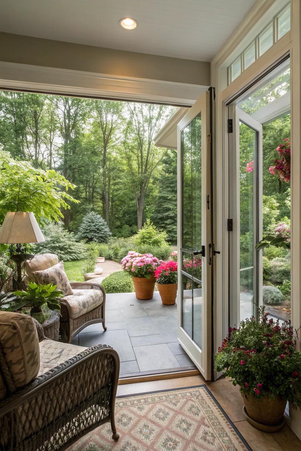Effortless outdoor access using chic sliding doors.