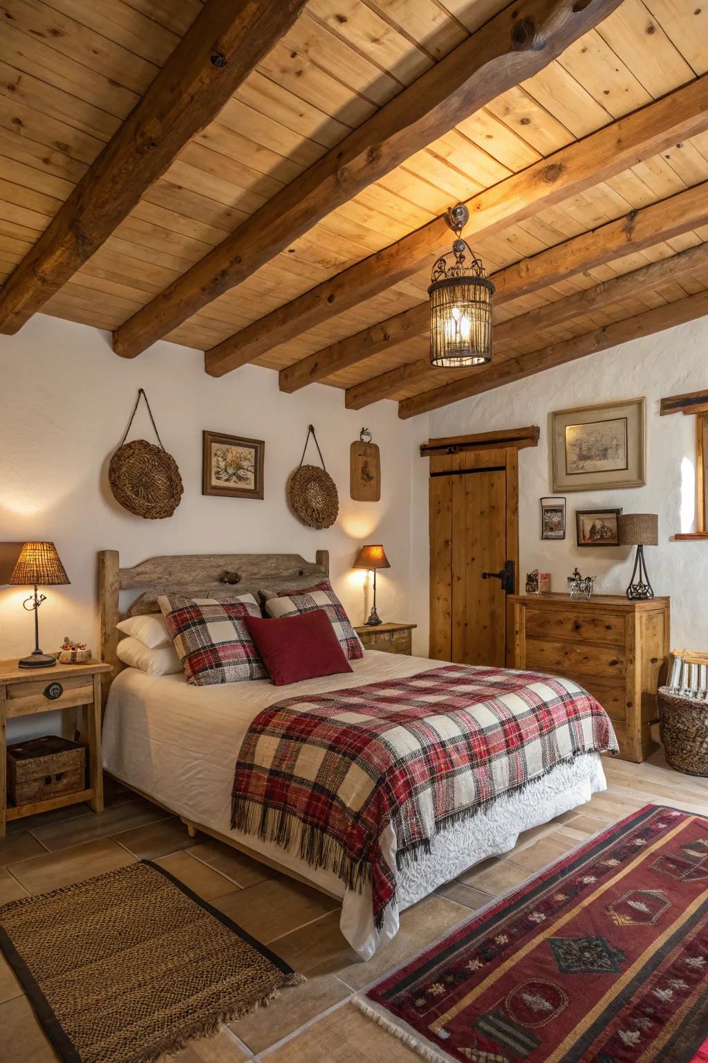 Exposed beams introduce rural charm and texture.
