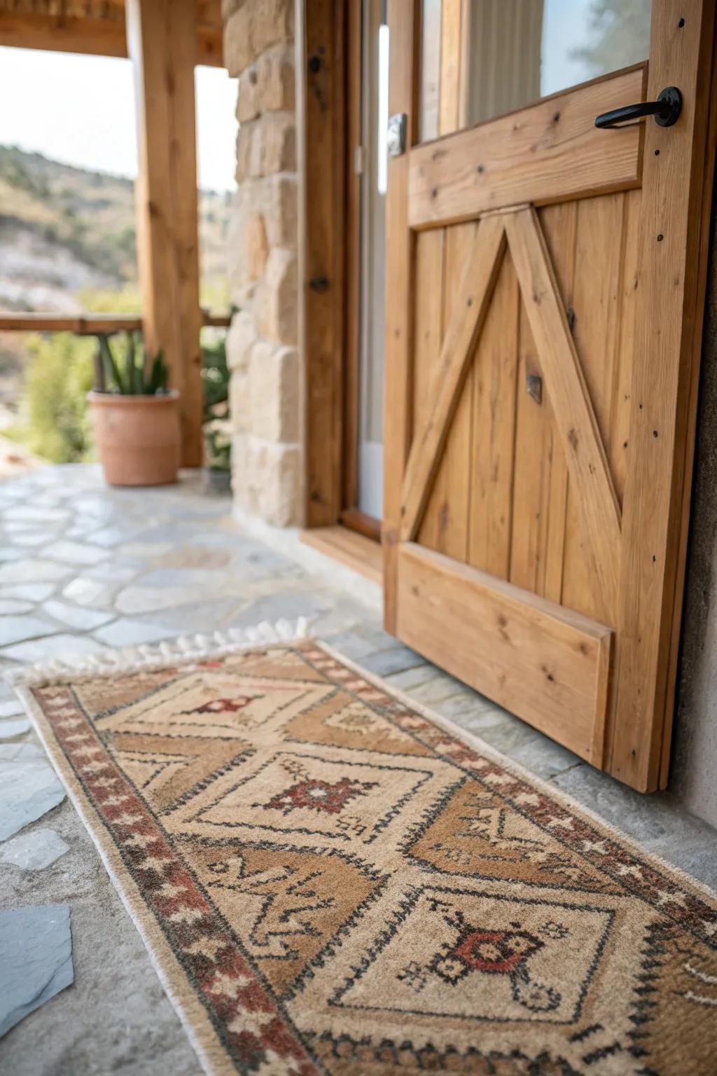 Rustic rugs add a hint of countryside charm to any doorstep.