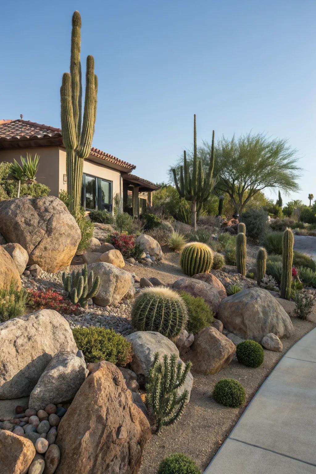 Decorative rocks serving as pivotal elements.