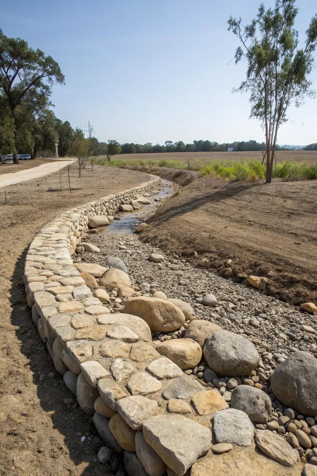 Stone borders make a neat and distinct border for your streambed.