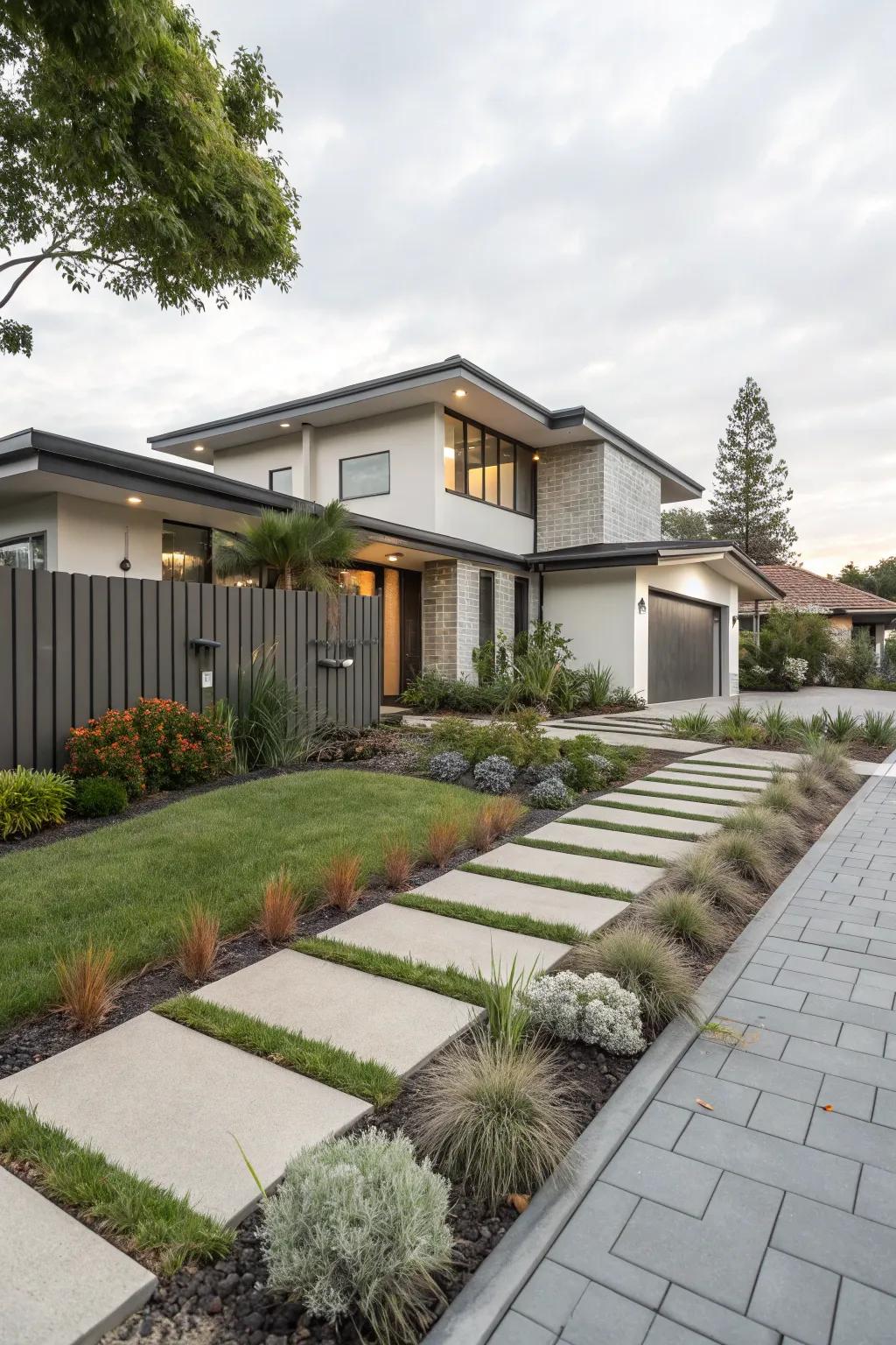 Smooth integration of landscape layout with home architecture.