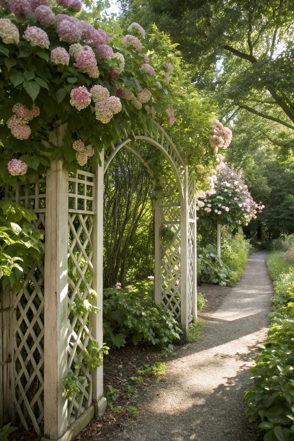 Vertical elements such as frameworks enhance beauty.