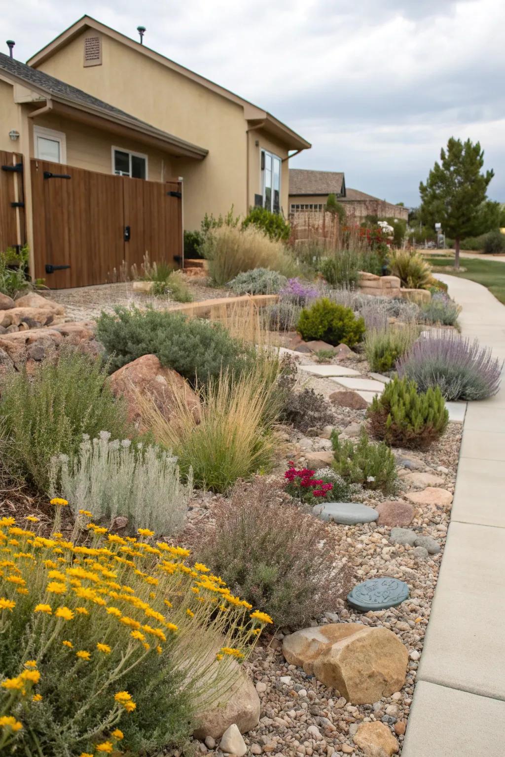 Local Colorado plants bringing life and sustainability to a xeriscape.