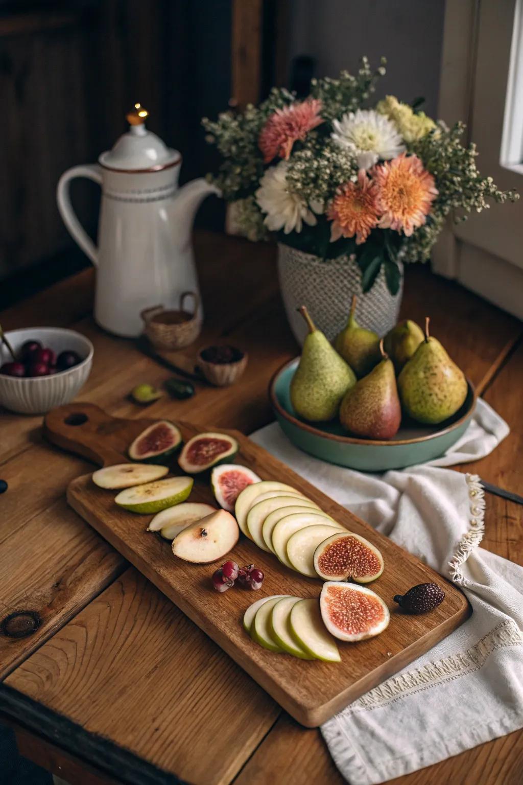 A country-style fruit display perfect for fall get-togethers.